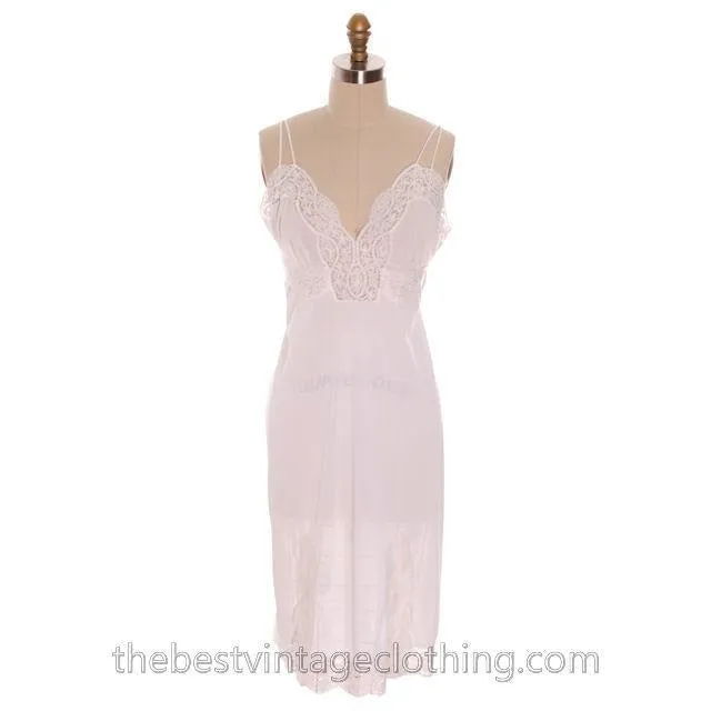 Gorgeous Vintage 1950s Lingerie Full Slip Munsingwear White Nylon Tricot Sz 36 Never Worn