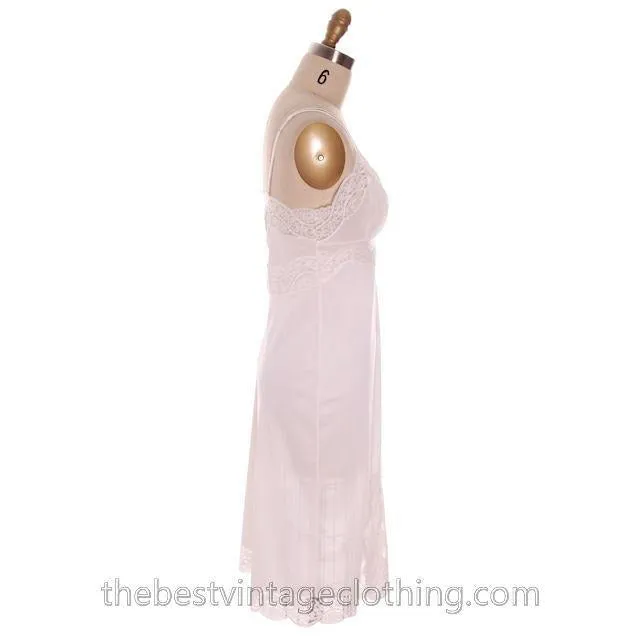 Gorgeous Vintage 1950s Lingerie Full Slip Munsingwear White Nylon Tricot Sz 36 Never Worn