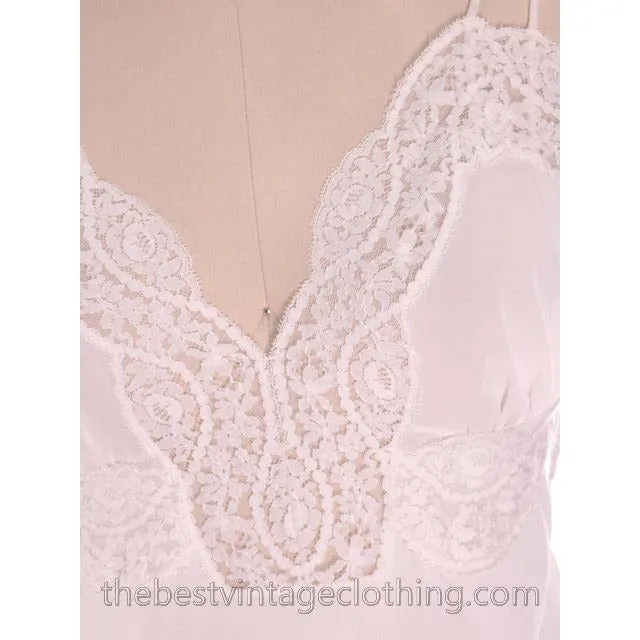 Gorgeous Vintage 1950s Lingerie Full Slip Munsingwear White Nylon Tricot Sz 36 Never Worn