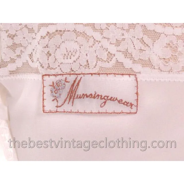 Gorgeous Vintage 1950s Lingerie Full Slip Munsingwear White Nylon Tricot Sz 36 Never Worn
