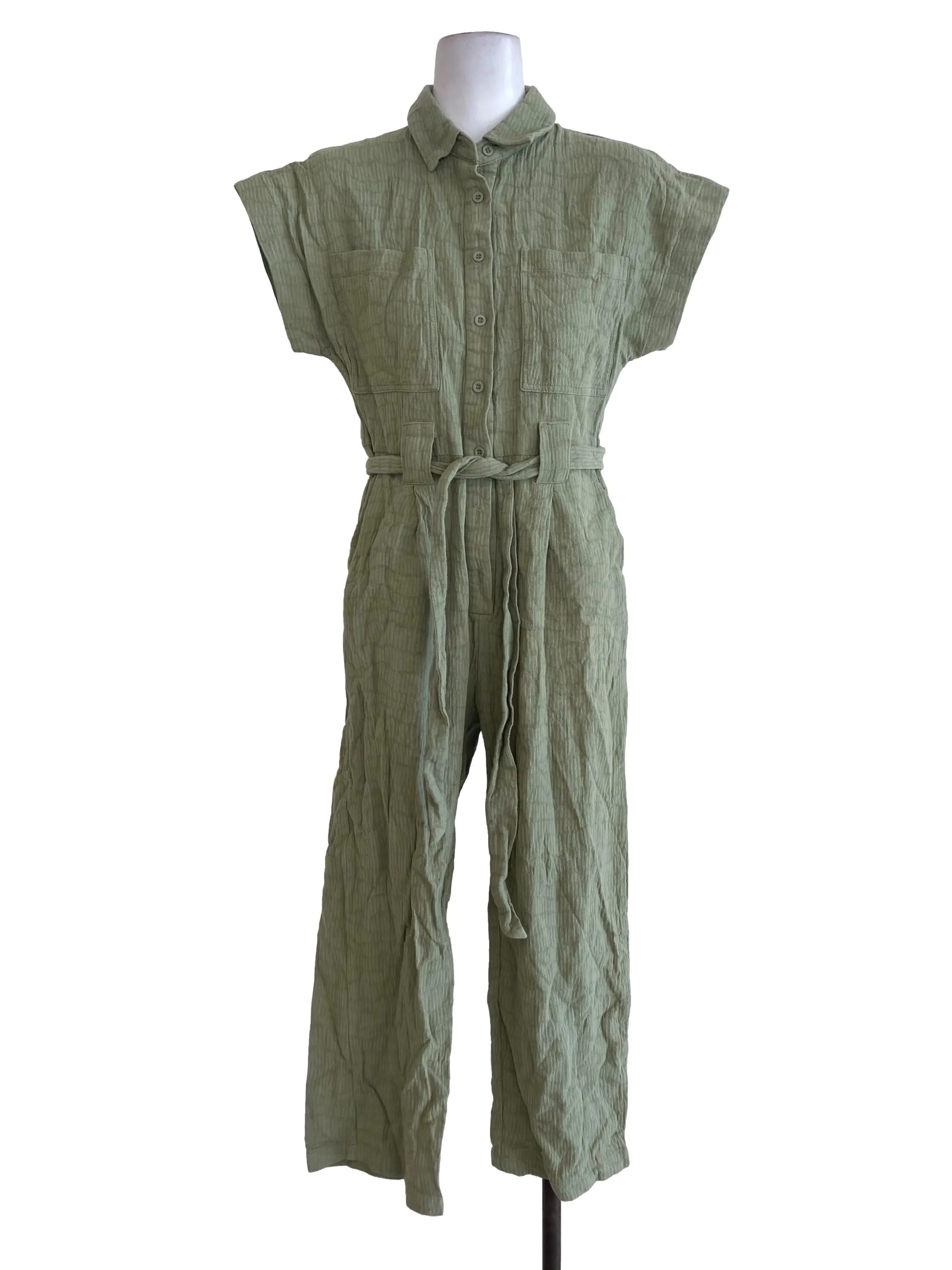 Green Textured Jumpsuits LB