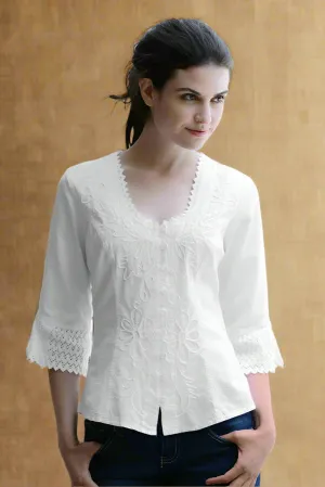 Gretty Zeuger Nazira 3/4 Sleve Cotton Blouse