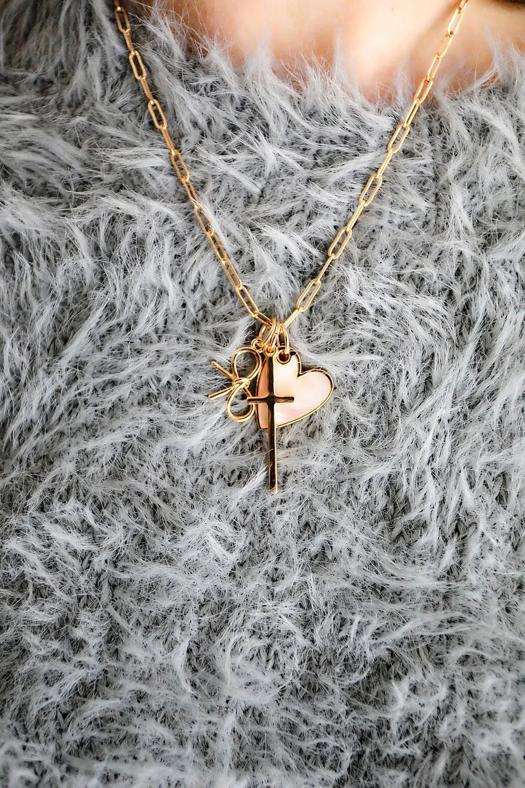 Hand Tied Bow Charm in Shiny Gold