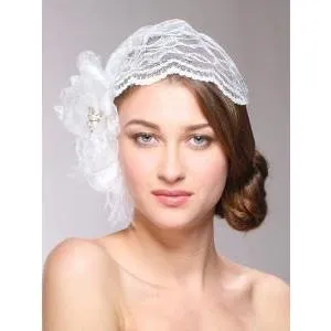 Handmade Juliet Bridal Cap & Organza Hair Clip