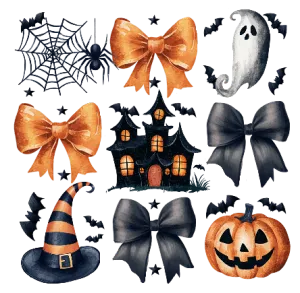 Haunted House With Bow Coquette Halloween DTF (direct-to-film) Transfer