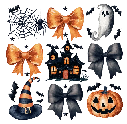 Haunted House With Bow Coquette Halloween DTF (direct-to-film) Transfer
