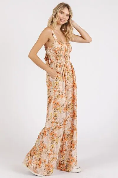 Hazel Blues® |  Mittoshop Flower Print Gathered Bust Sleeveless Jumpsuit