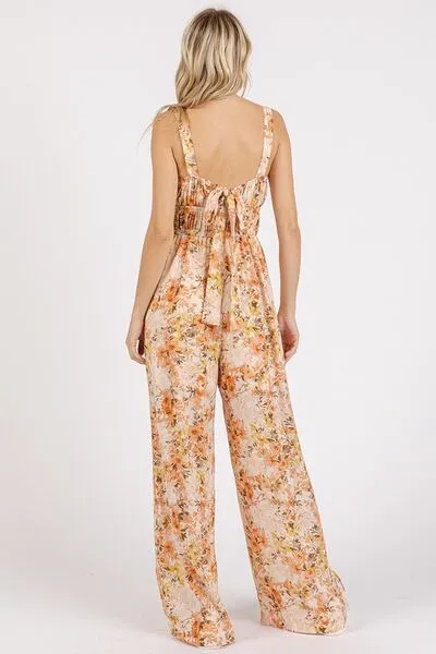 Hazel Blues® |  Mittoshop Flower Print Gathered Bust Sleeveless Jumpsuit