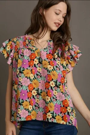 Hazel Blues® | Umgee Floral Printed Smocked Top