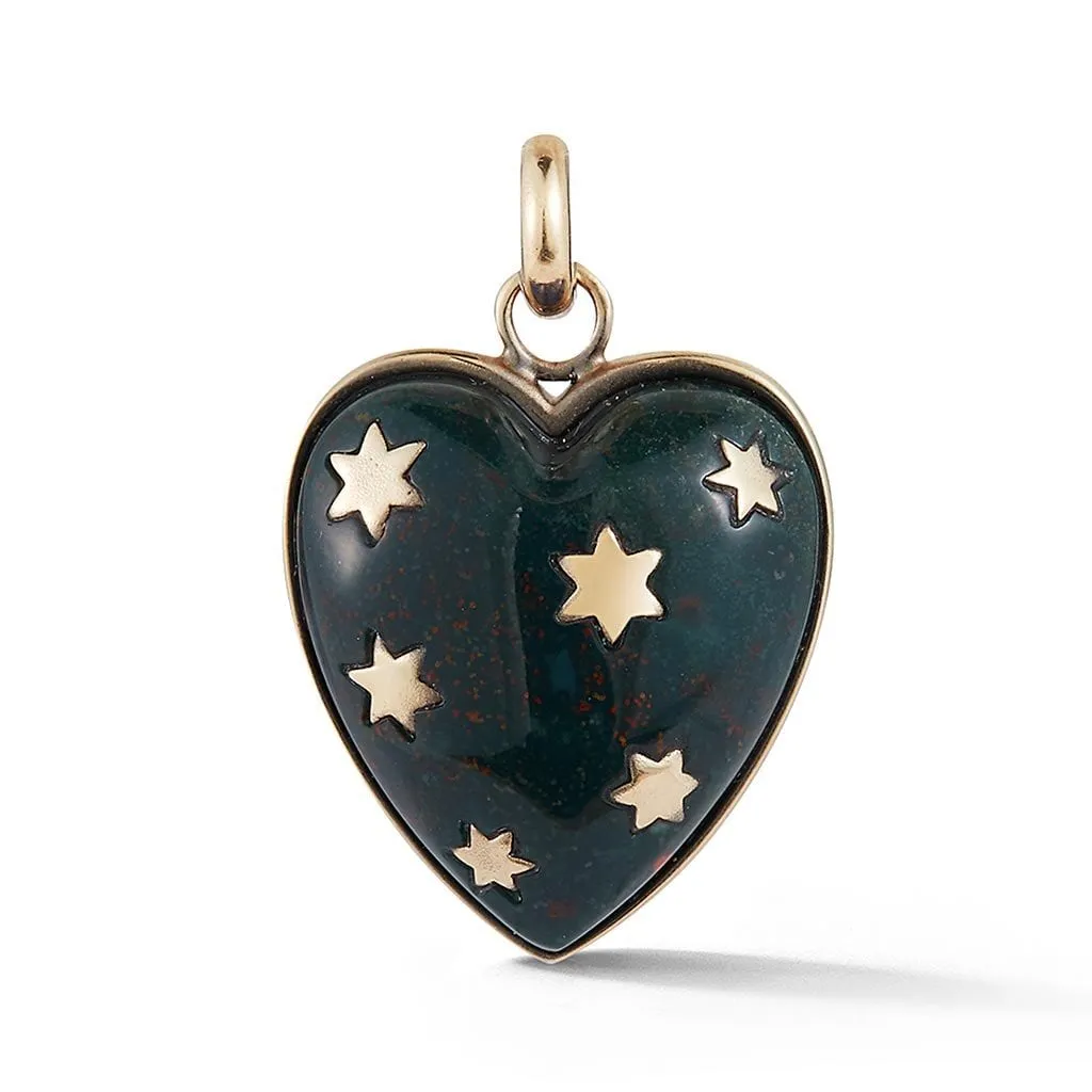 Heart Green Bloodstone Charm