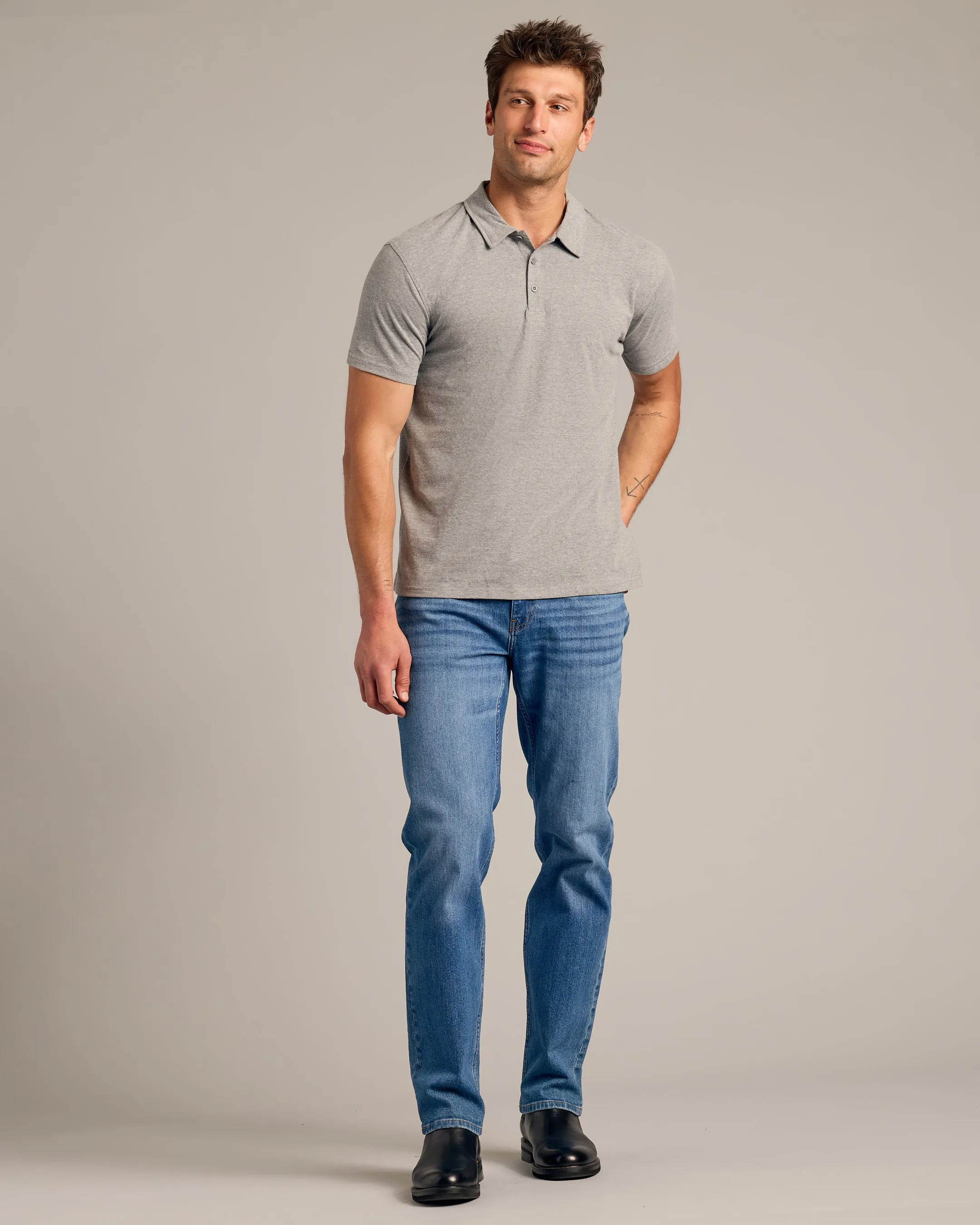 Heather Gray Short Sleeve Polo