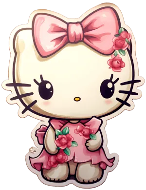 Hello Kitty in Large Pink Bow & Pink Dress DTF (direct-to-film) Transfer