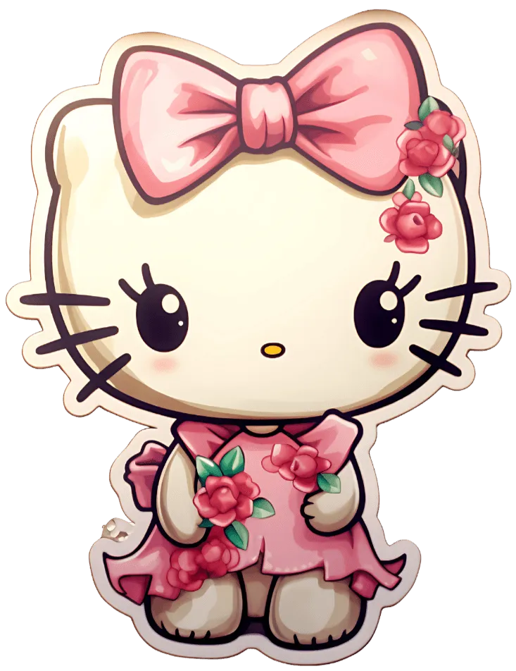 Hello Kitty in Large Pink Bow & Pink Dress DTF (direct-to-film) Transfer