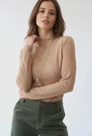 High Ruffle Neckline Long Sleeve Top