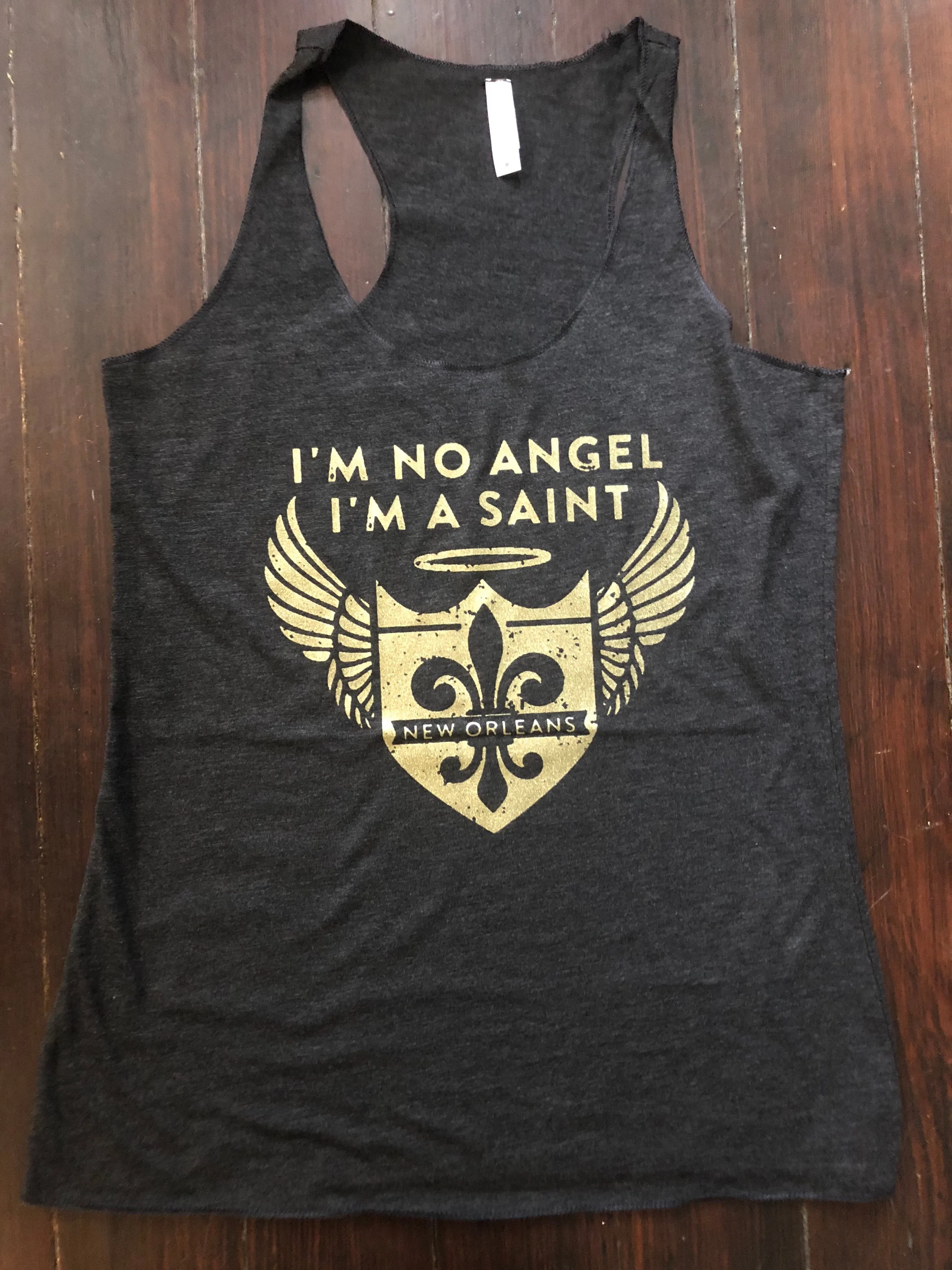 I’m No Angel, I’m a Saint,  Women’s Racerback Tank