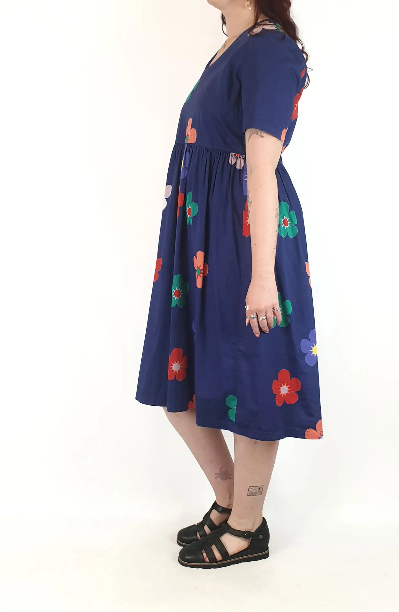 Jericho Road blue flower dress size 14, best fits 12-14