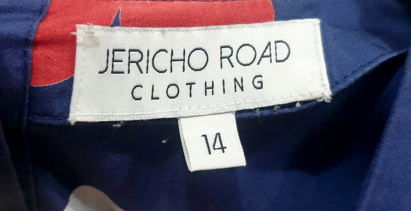 Jericho Road blue flower dress size 14, best fits 12-14