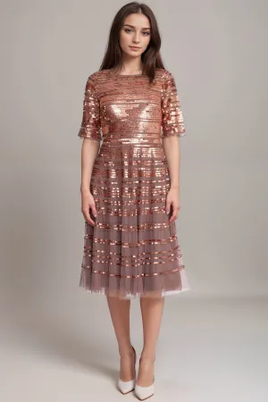 Johnny Was Sepia Beaded Mesh Dress R36924