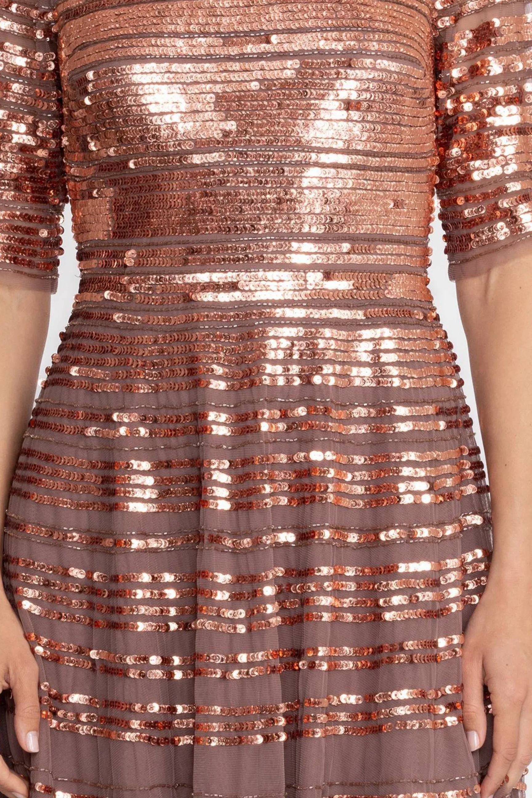 Johnny Was Sepia Beaded Mesh Dress R36924