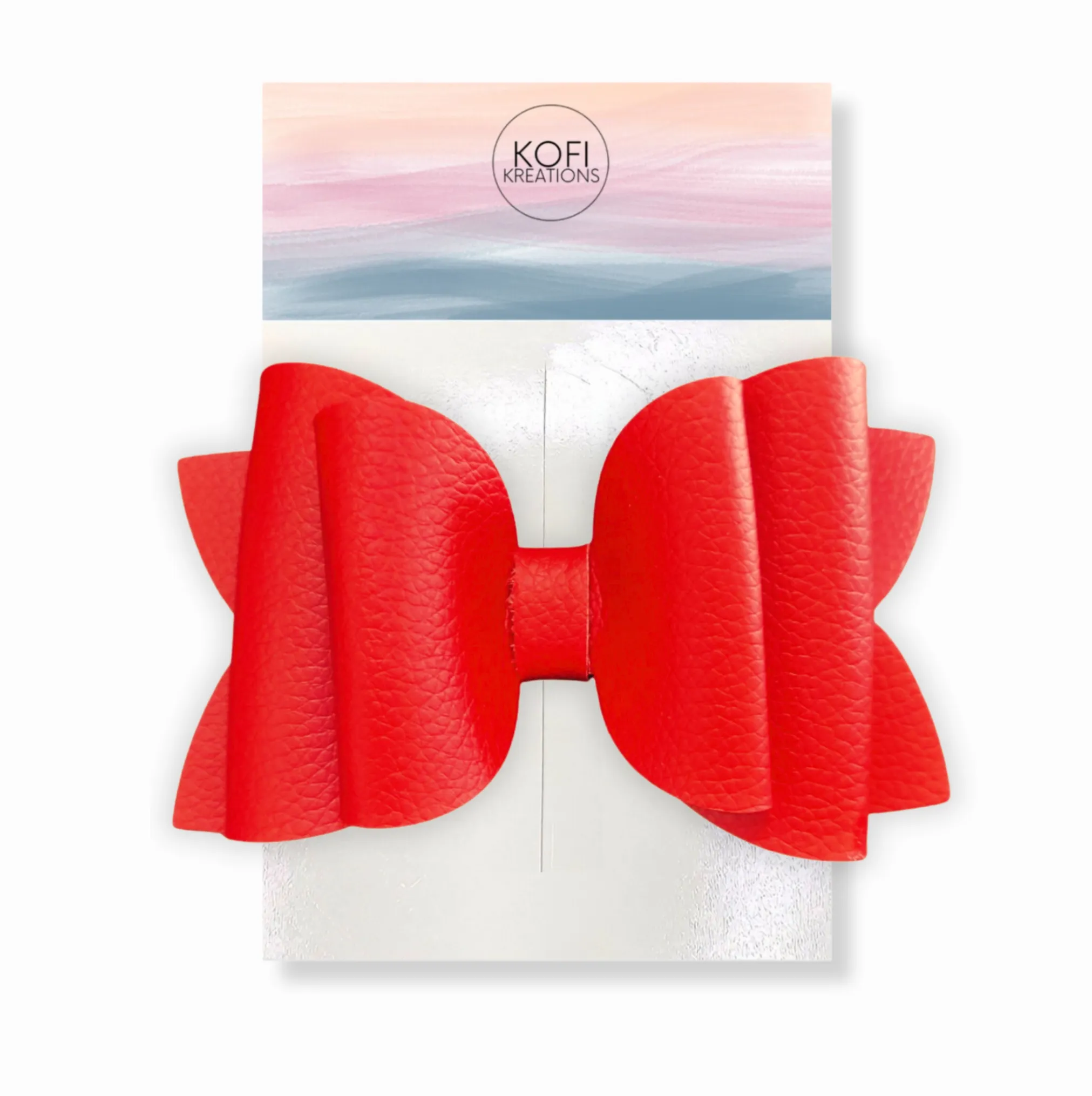 Josie Red Faux Leather Hair Bow