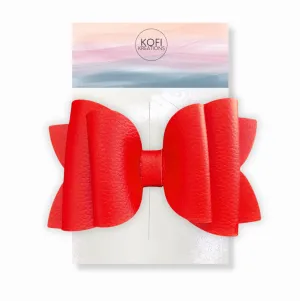 Josie Red Faux Leather Hair Bow