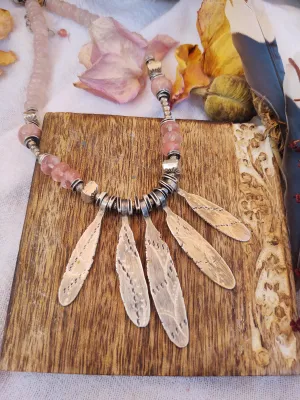 JULY BEADED ~ Pale Pink Petal Necklace
