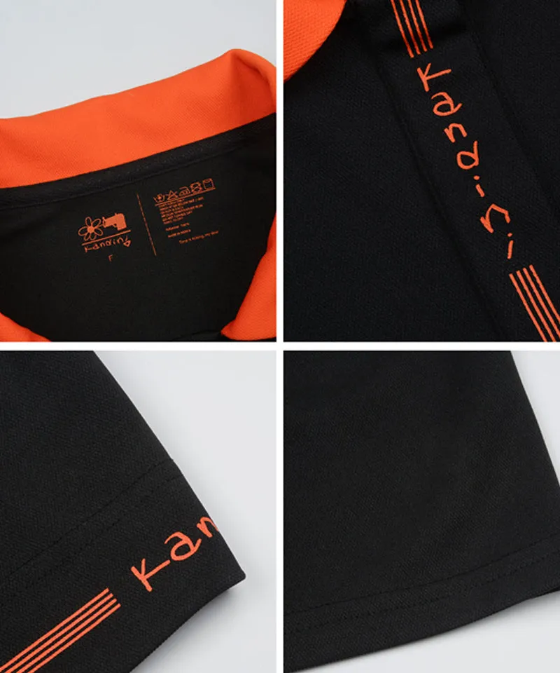 KANDINI Color Round Polo Shirts With Puff Sleeve - Orange