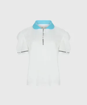 KANDINI Color Round Polo Shirts With Puff Sleeve - Sky Blue