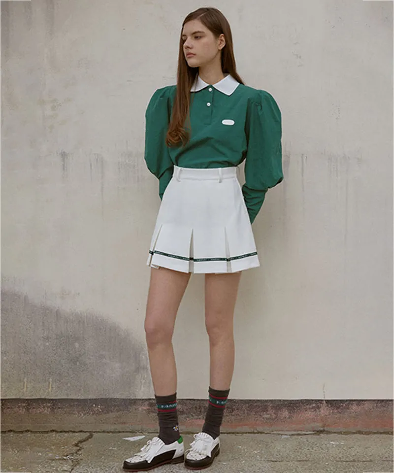 KANDINI Nylon Polo Shirts With Puff Sleeve - Green