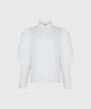 KANDINI Nylon Polo Shirts With Puff Sleeve - Ivory