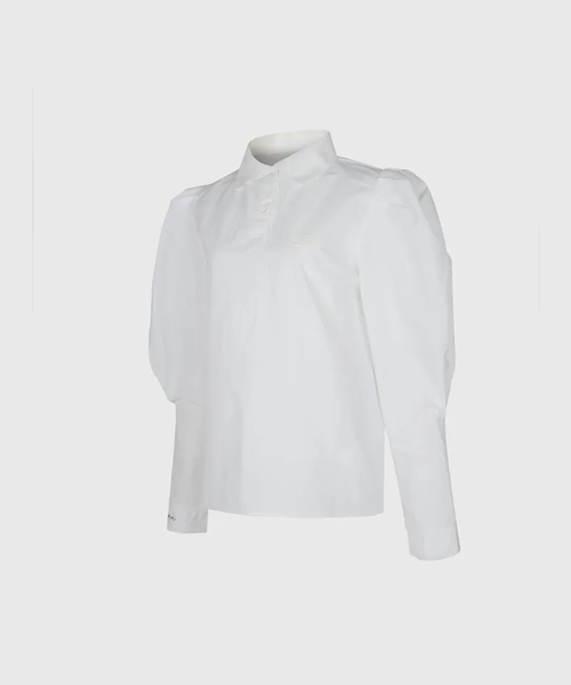 KANDINI Nylon Polo Shirts With Puff Sleeve - Ivory