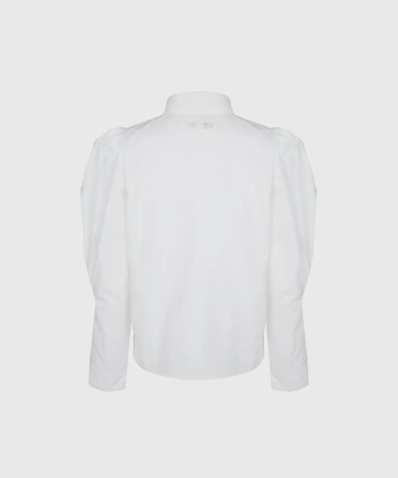 KANDINI Nylon Polo Shirts With Puff Sleeve - Ivory