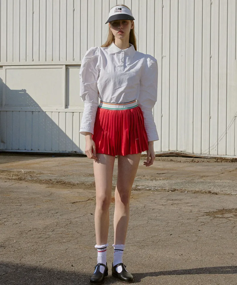 KANDINI Nylon Polo Shirts With Puff Sleeve - Ivory