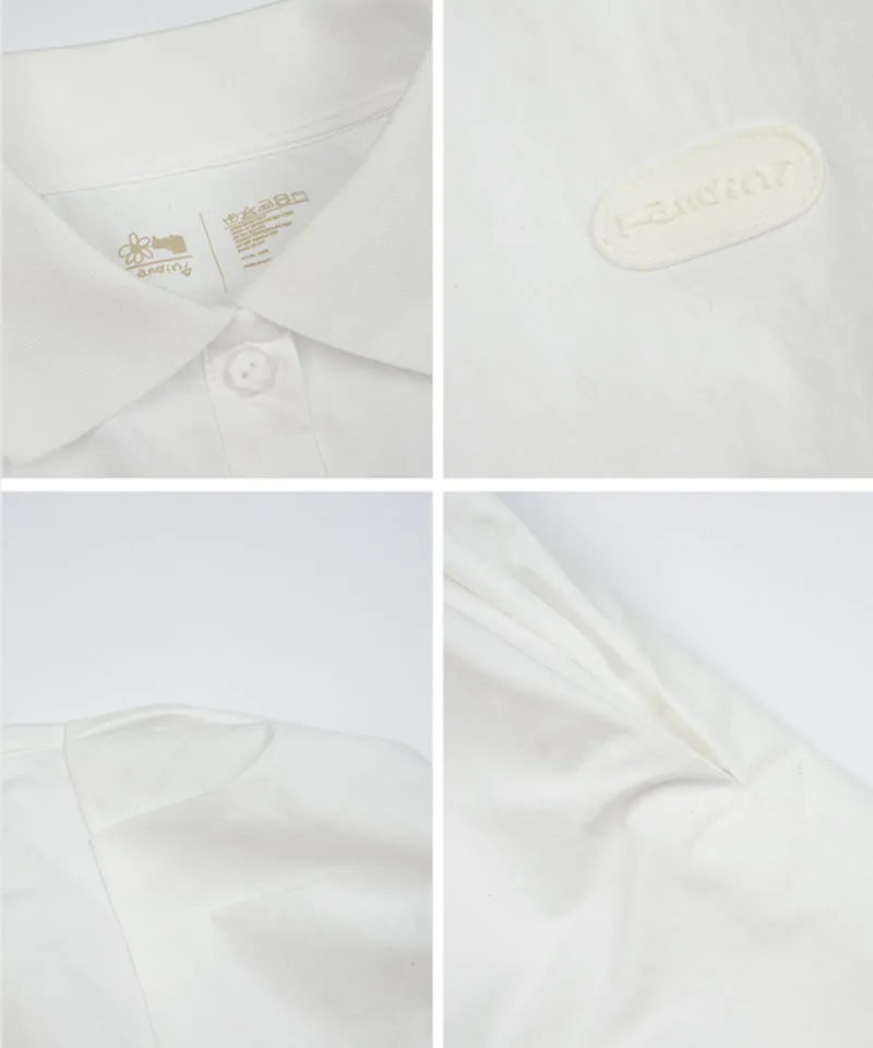 KANDINI Nylon Polo Shirts With Puff Sleeve - Ivory