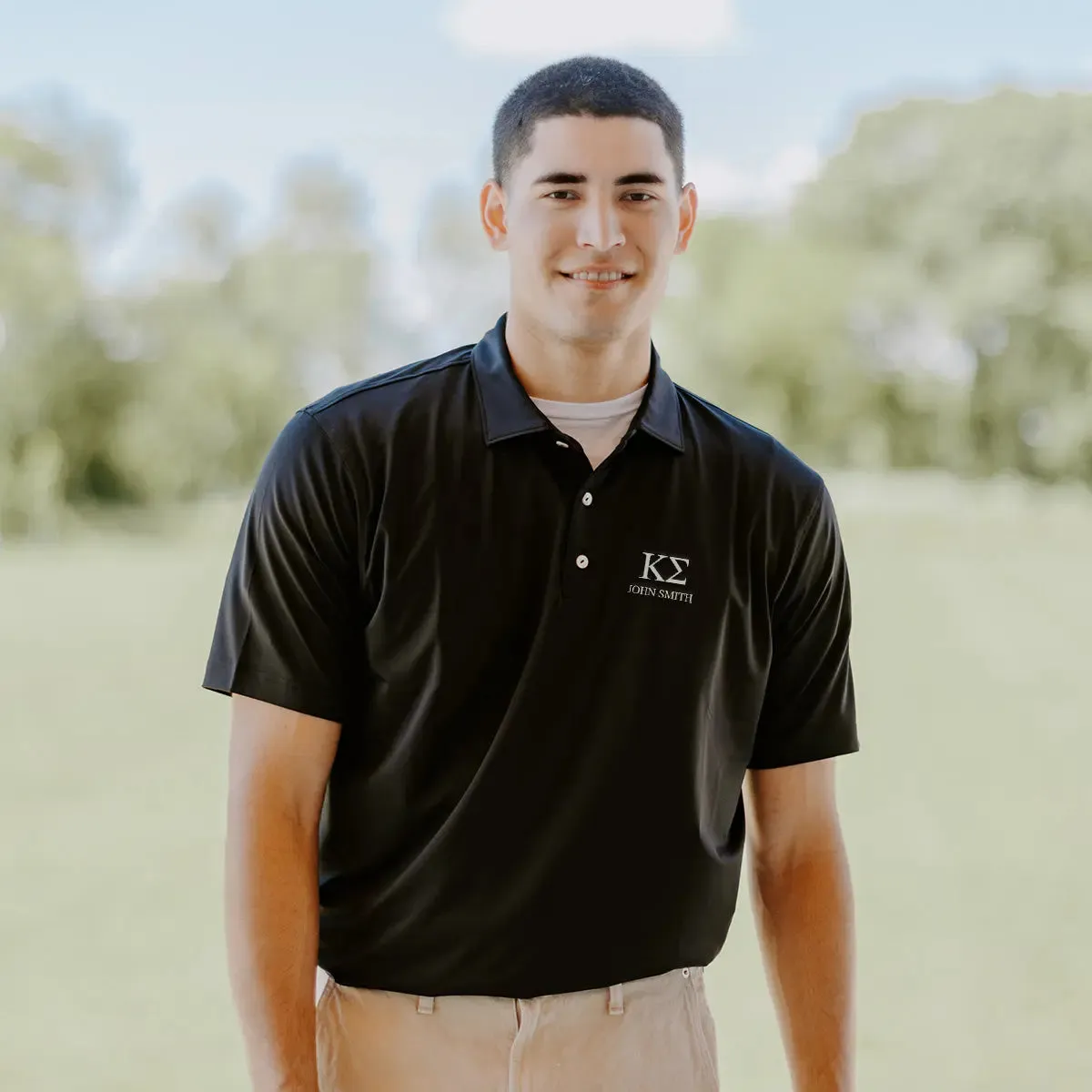 Kappa Sig Personalized Peter Millar Black Polo With Greek Letters