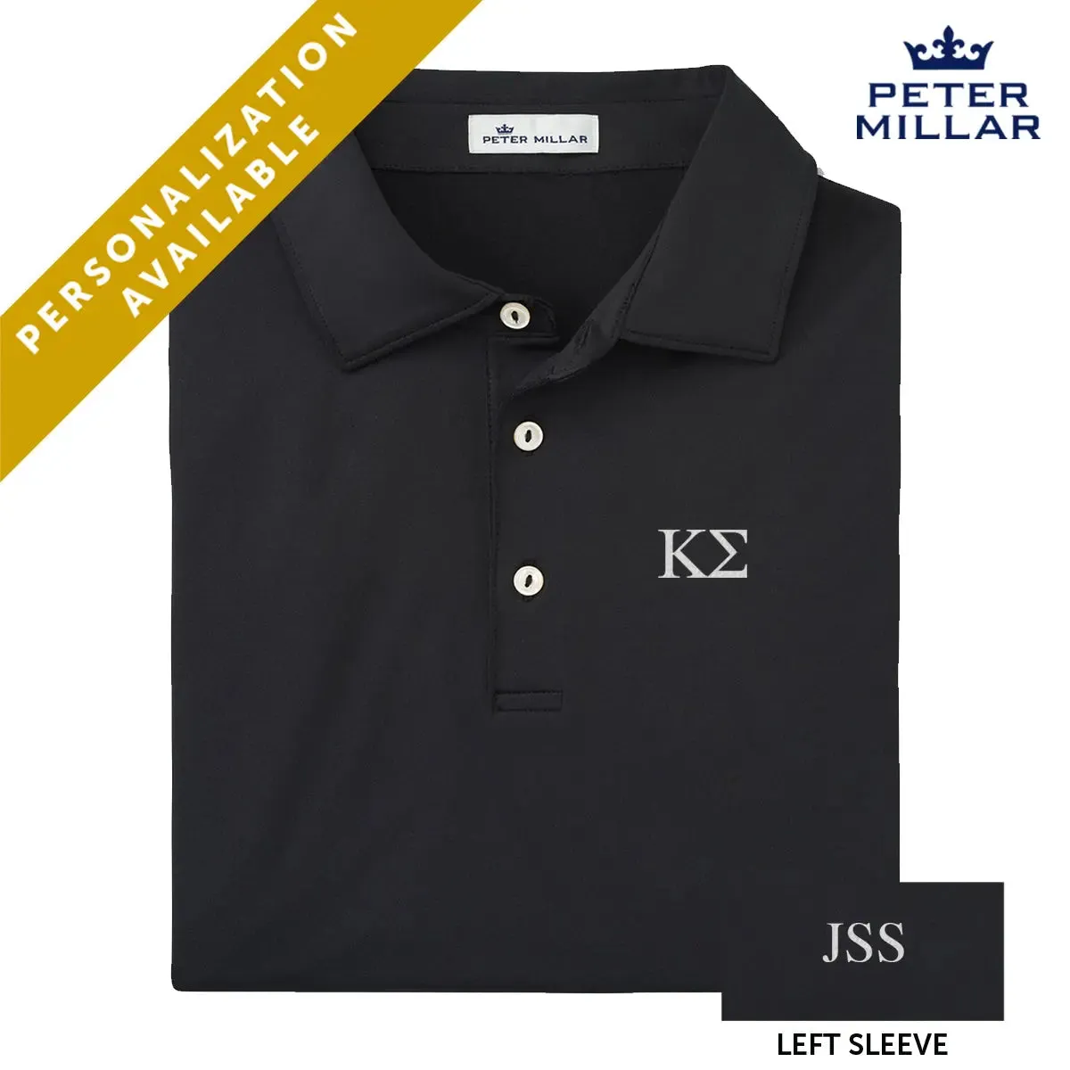 Kappa Sig Personalized Peter Millar Black Polo With Greek Letters