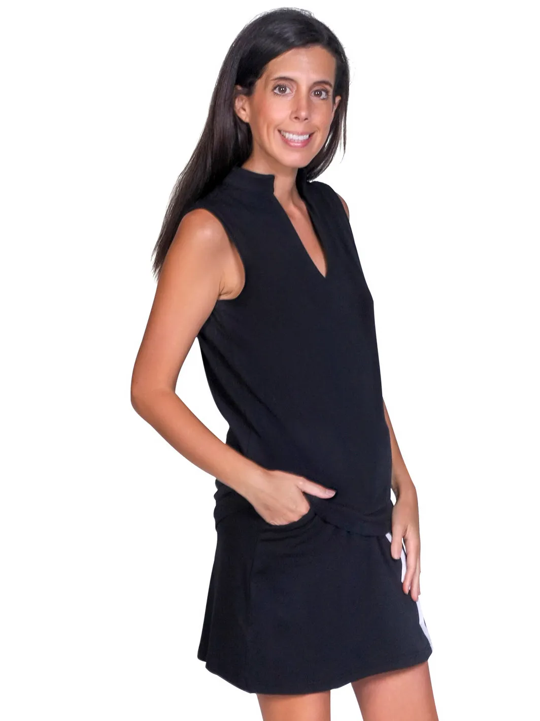 Kassie Trimmed White A-Line Skort Black