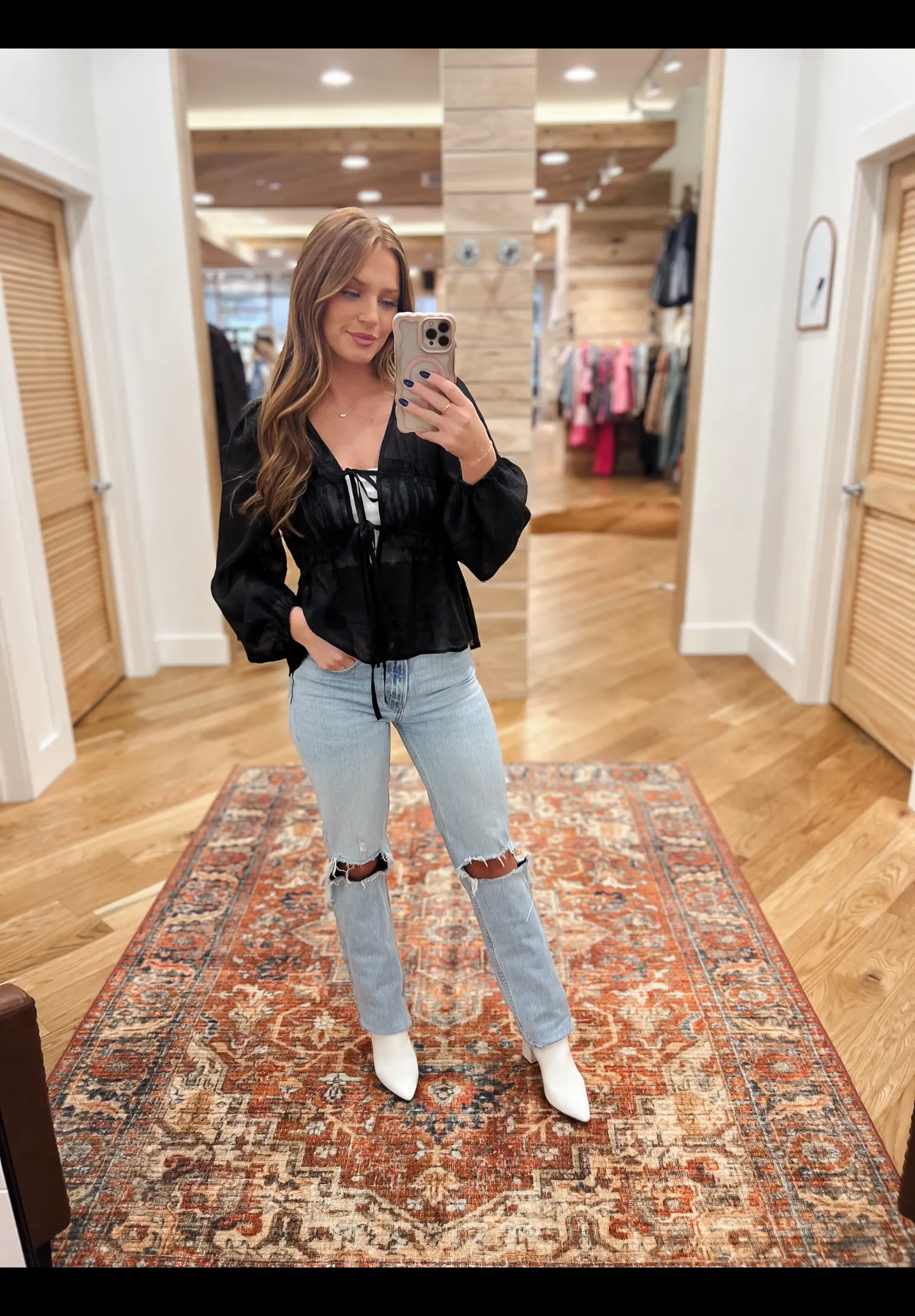 Kennedy Black Front Tie Top