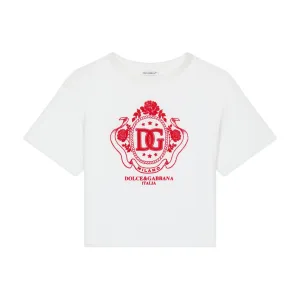 KIDS JERSEY T-SHIRT WITH DG LOGO WHITE/RED