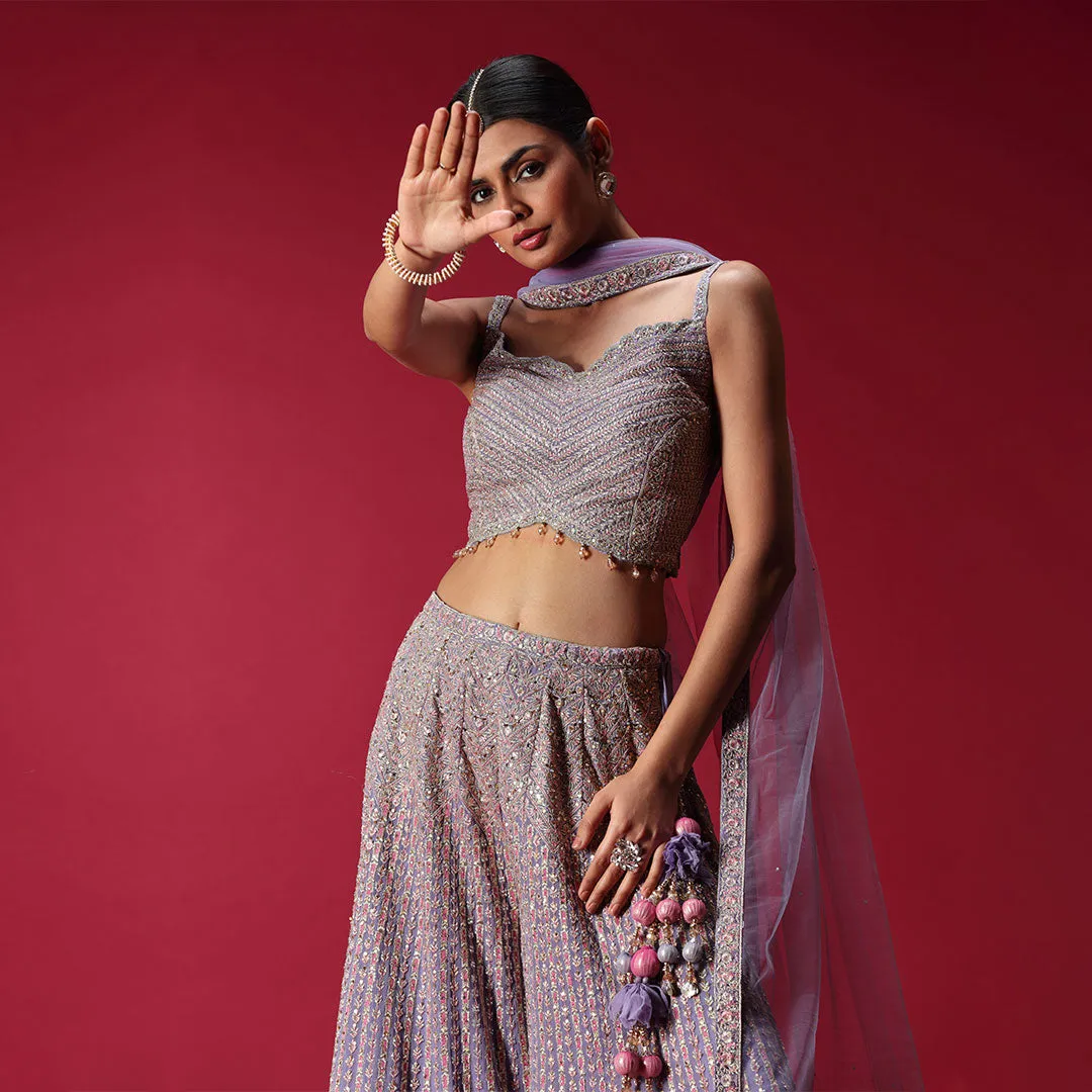 Lavender Leehnga Choli with Beautiful Embellishments
