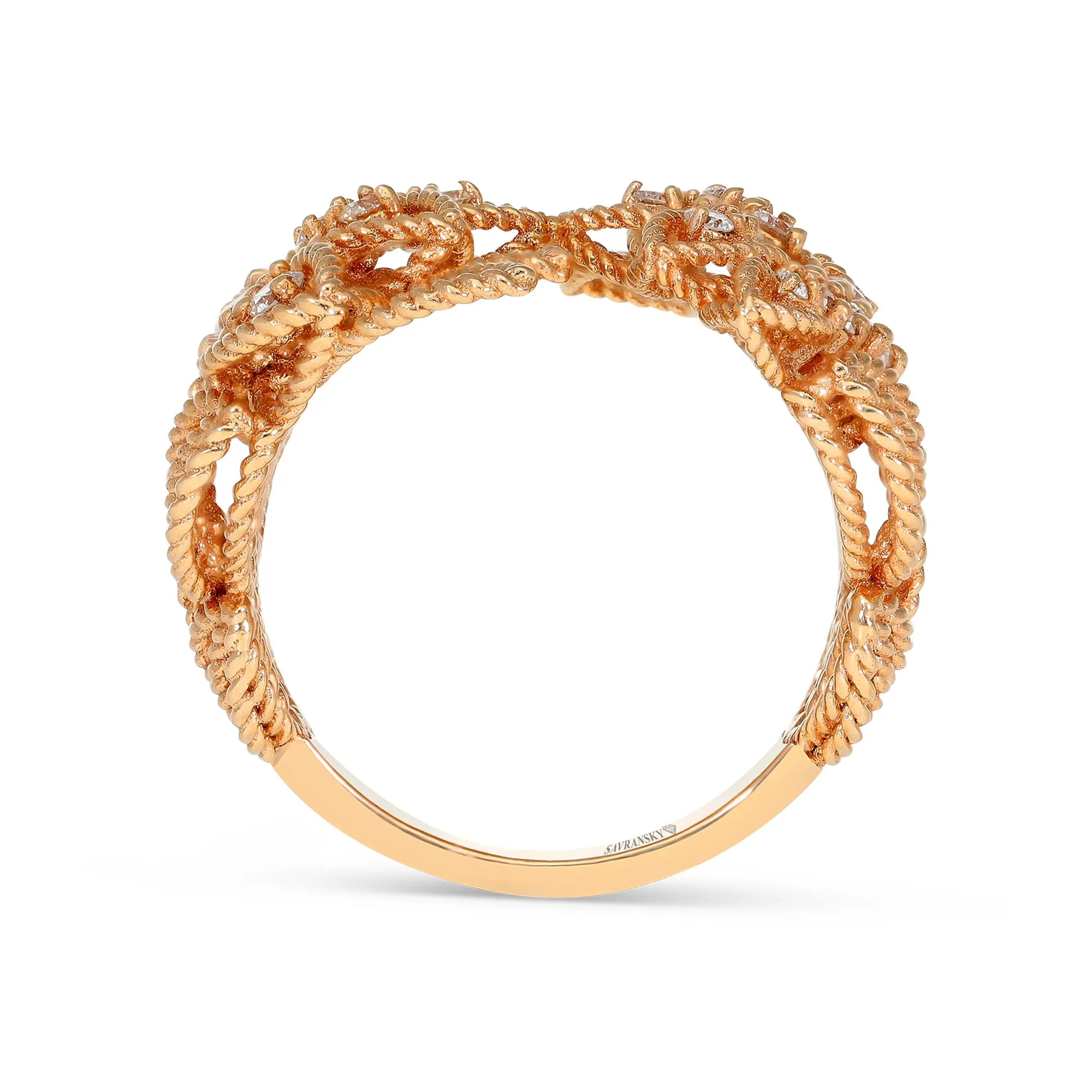 Leafy Rose Gold Diamond Open Rose Gold Ring