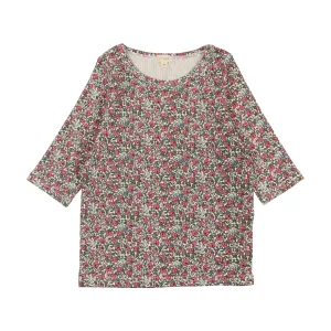 Lil Legs Three Quarter Sleeve T-Shirt - Pink Floral