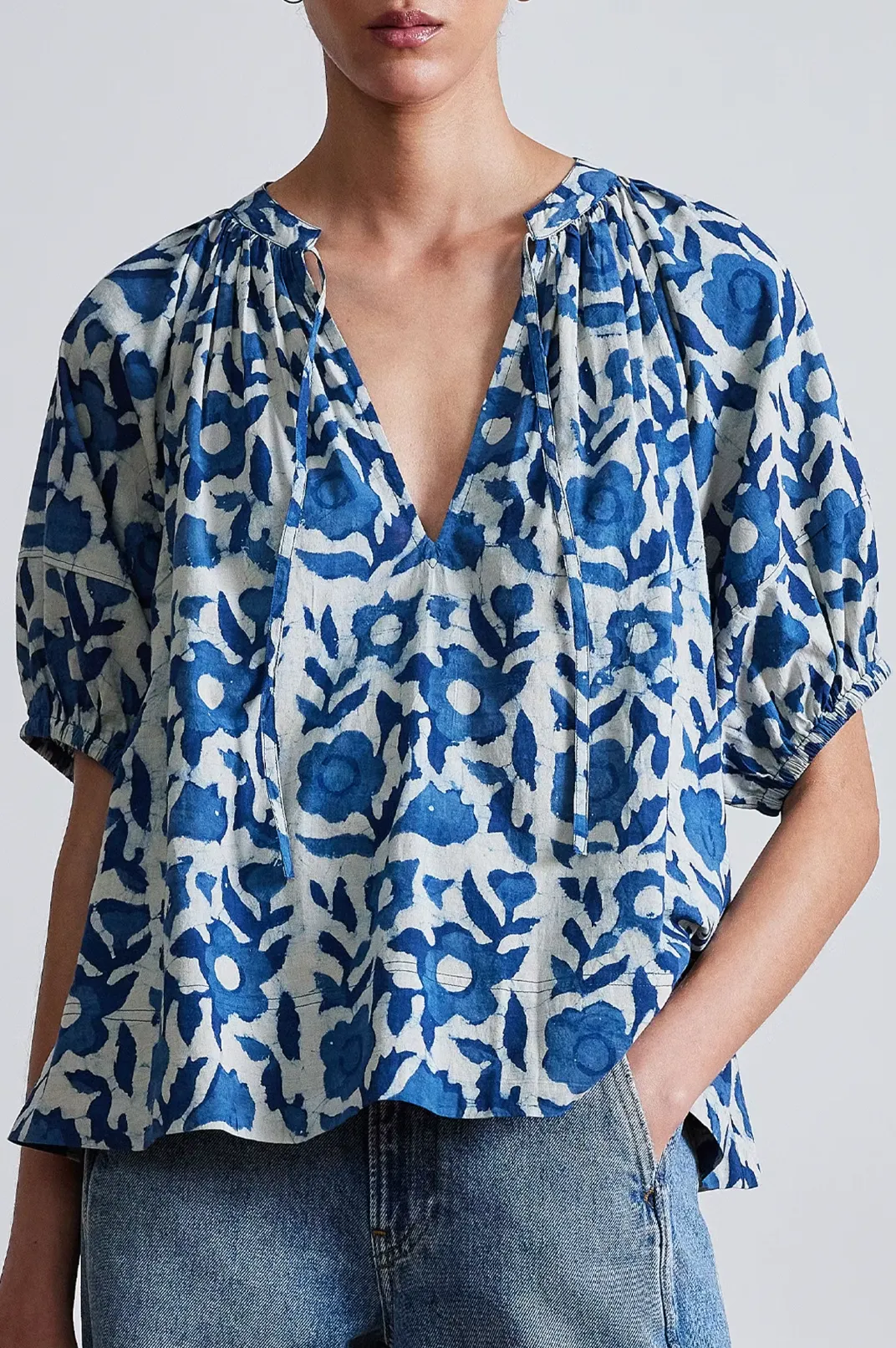 Lumina Popover, Batik Floral Indigo