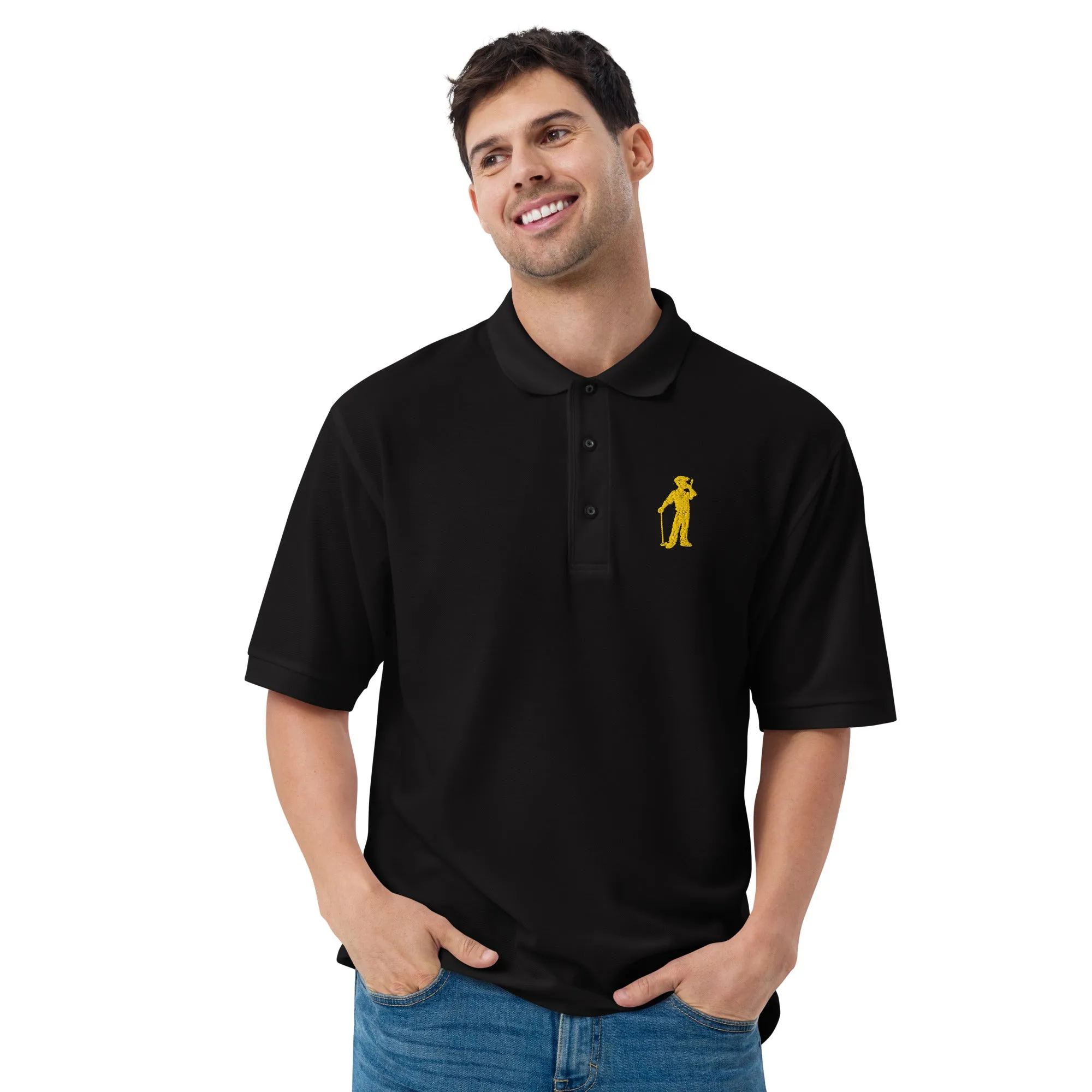 Male Golfer Premium Embroidered Polo - Yellow