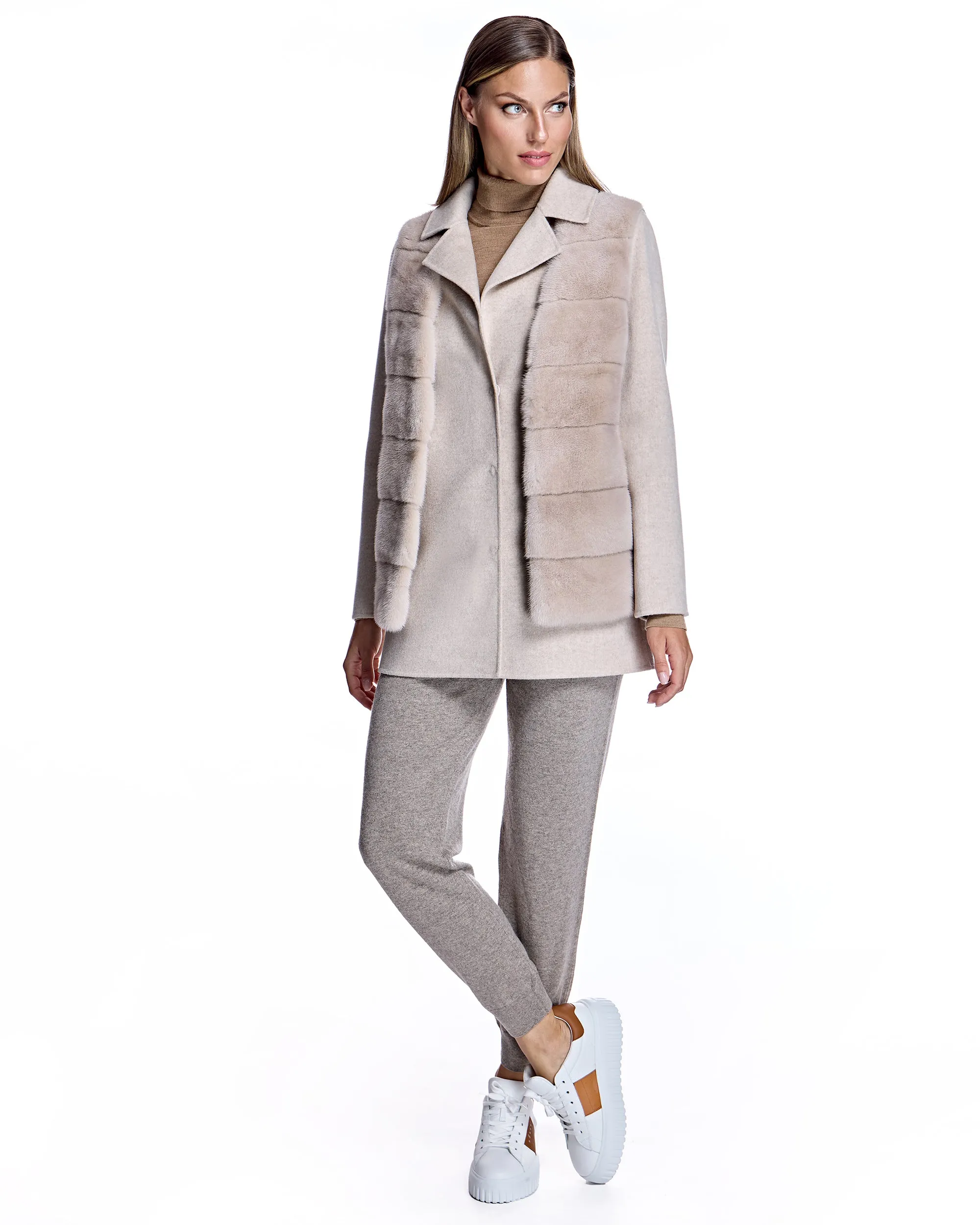 Maximilian Wool Jacket with Mink Vest
