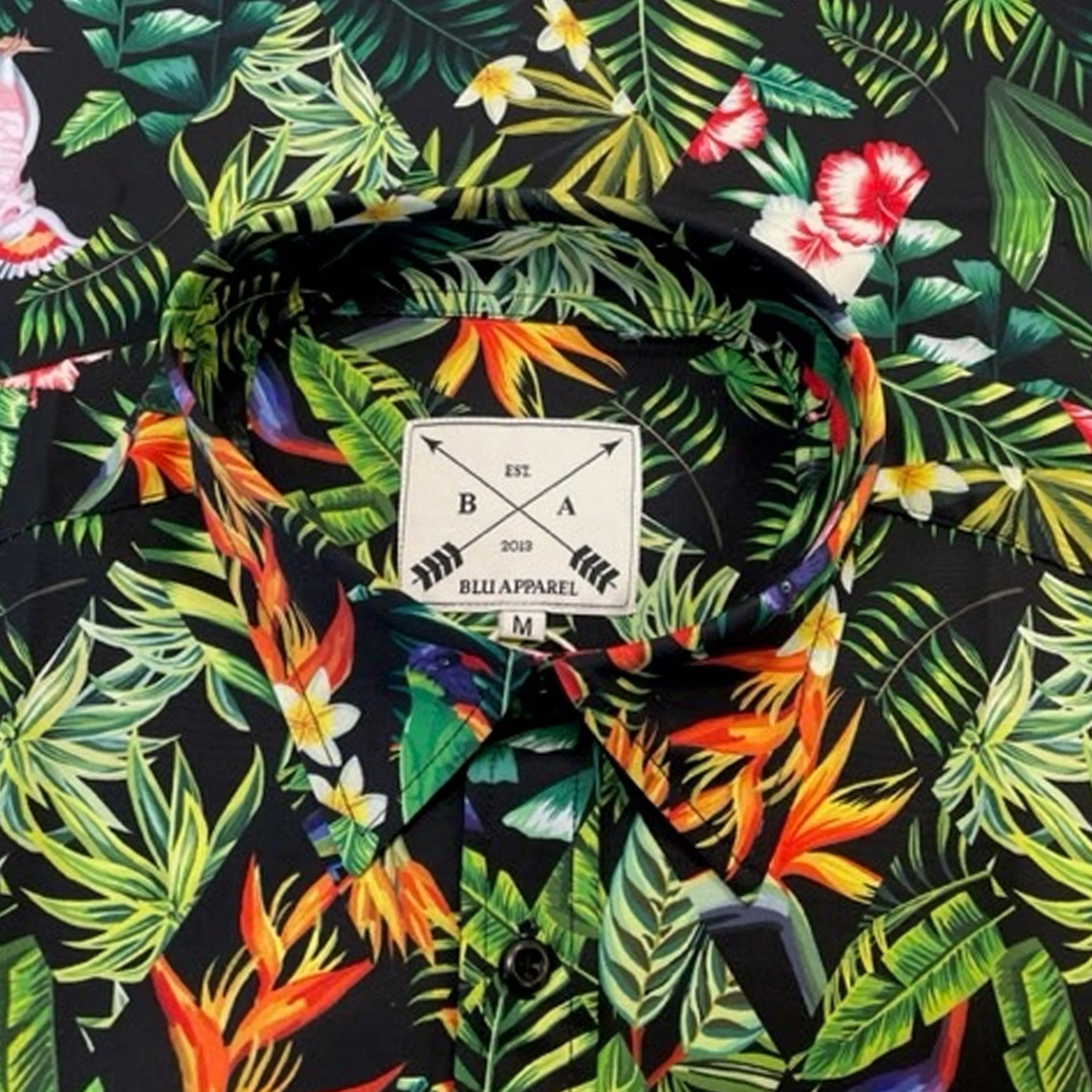 Men's Short Sleeve Hawaiian Shirt - Tropical Flamingo