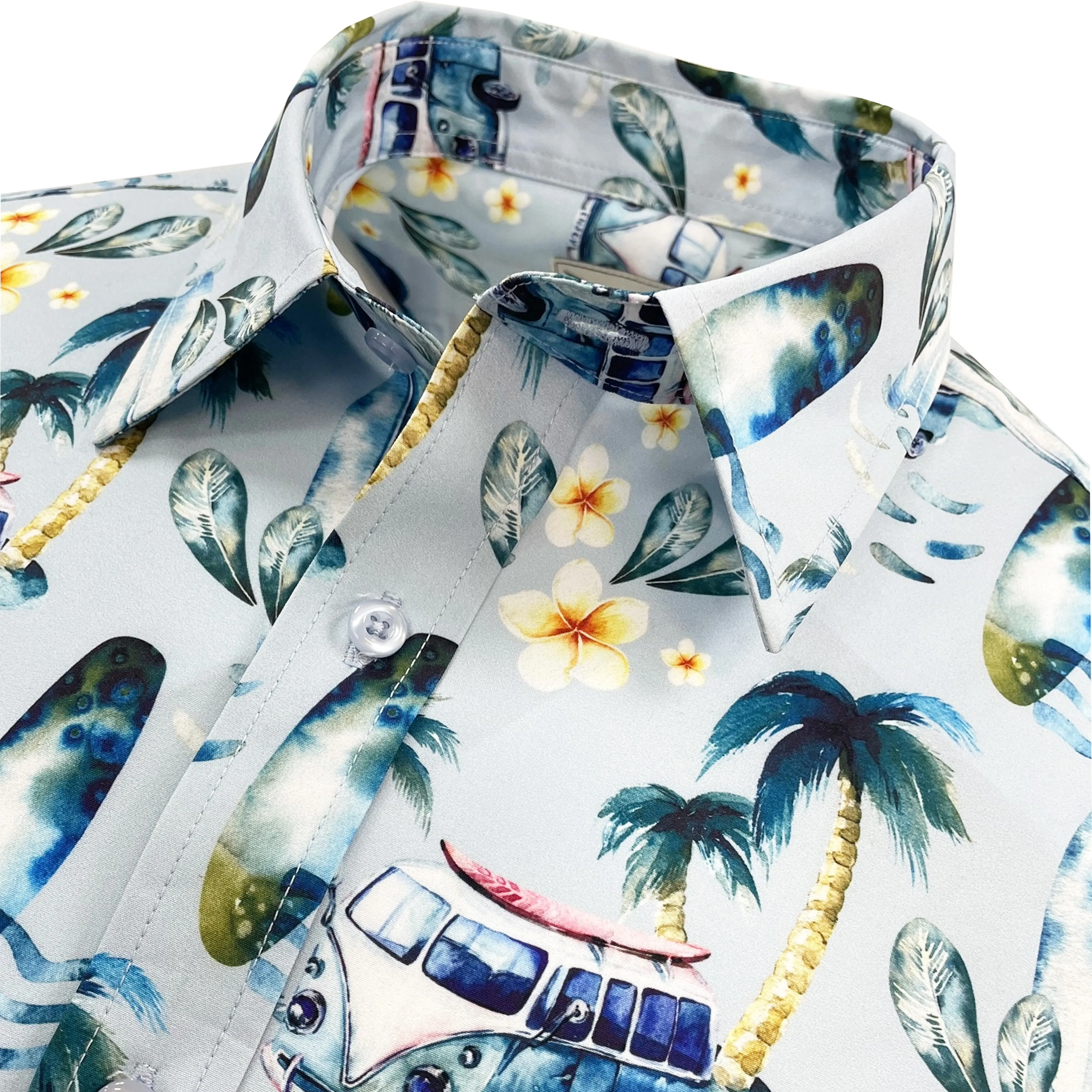 Men's Short Sleeve Hawaiian Shirt - Tropical Flamingo