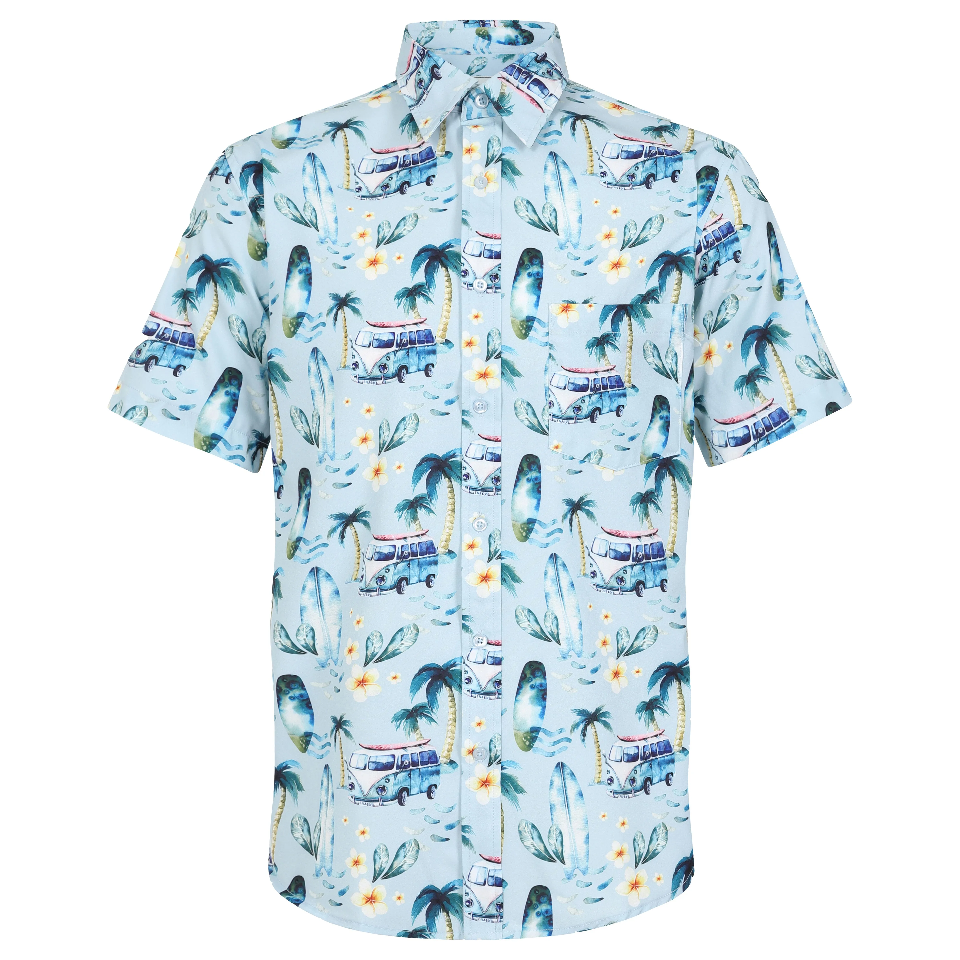 Men's Short Sleeve Hawaiian Shirt - Tropical Flamingo