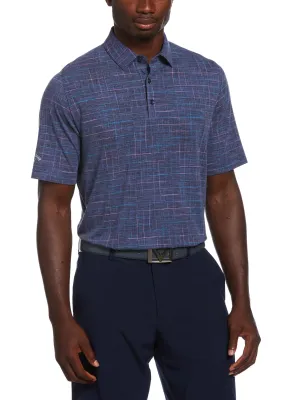 Mens Sun-Worn Texture Print Plaid Golf Polo