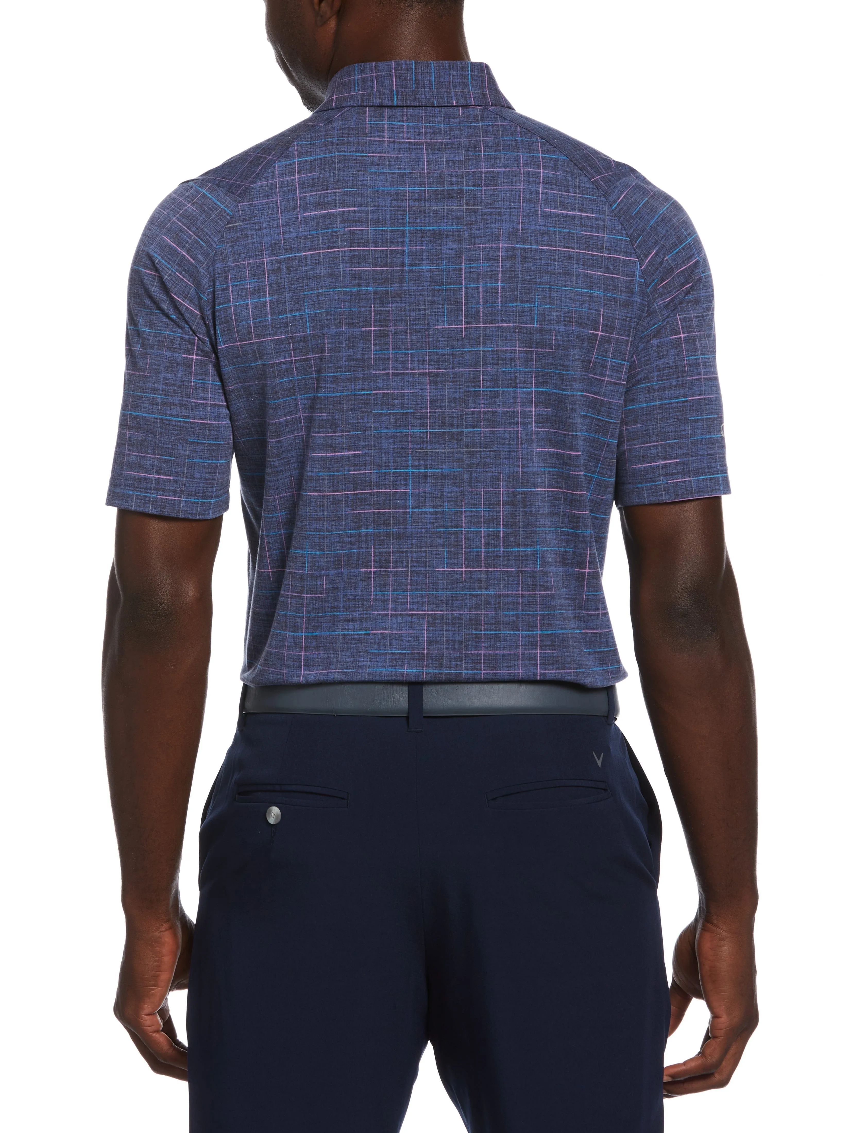 Mens Sun-Worn Texture Print Plaid Golf Polo